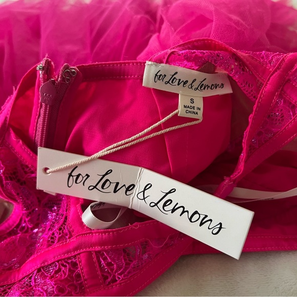 NWT For Love & Lemons Rosario Hot Pink Mini Bustier Dress Small Valentine’s Day - Picture 9 of 16